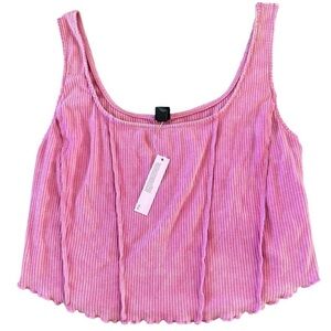 Wild Fable Pink Ribbed Crop Tank Top